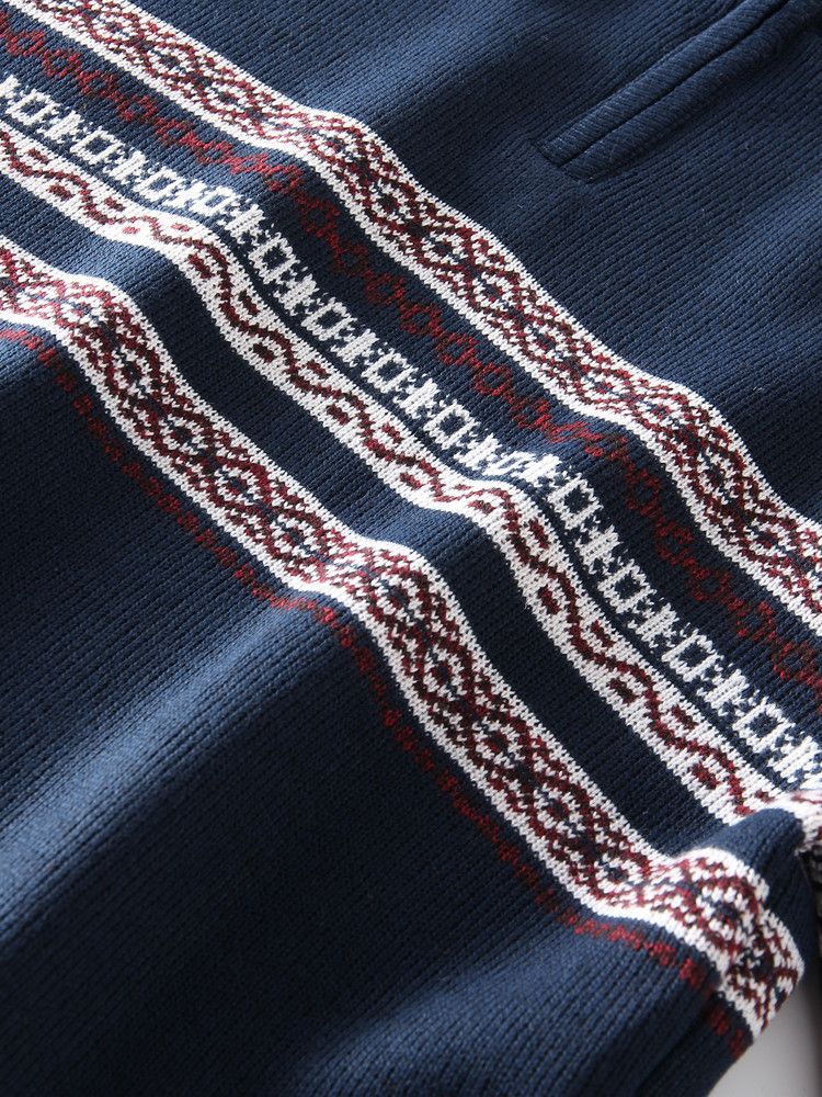 Maglione vintage in maglia color-block con collo con cerniera, pullover a righe per uomo, stile retrò autunno-inverno, comodo ed elegante_voghion.com