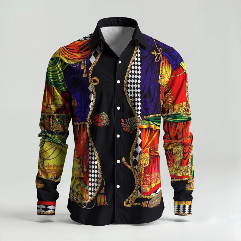 2025 Spring Summer Men Shirt Set Brand Print Fashion Printing Two Piece Set Mens Light Luxury Lightweight Party Long Sleeves_voghion.com