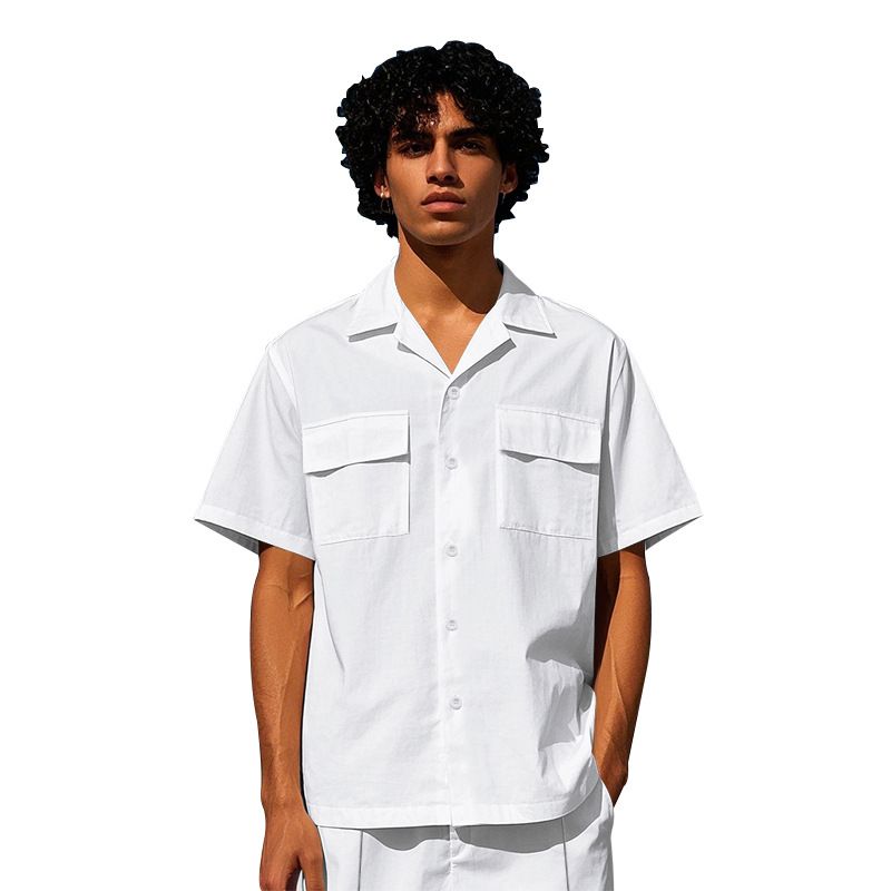 Amerikan Yaz İnce Erkek Bol Günlük Hawaii Hafif Lüks İş Giyim Kısa Kollu Gömlek Şort Takımı Erkekler İçin_voghion.com