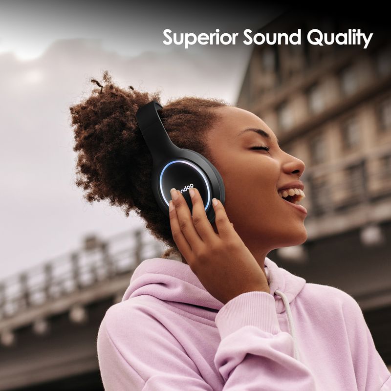 Casque sans fil pliable Siindoo RGB Lamp JH-919C, écouteurs stéréo Bluetooth, 3 modes sonores EQ, basses profondes Hi-Fi_voghion.com