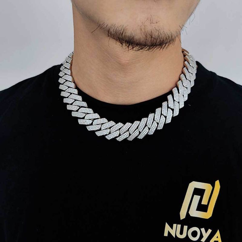 Collana con catena cubana di diamanti da 20 mm Hip Hop, gioielli di alta qualità da uomo, in zircone_voghion.com