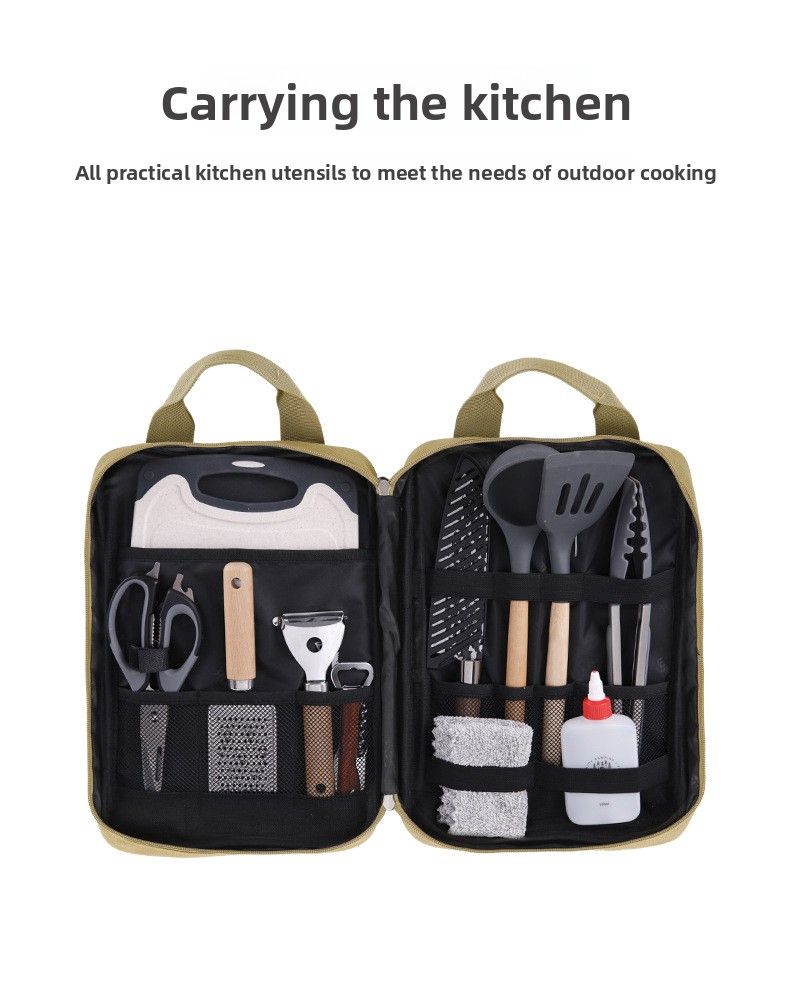 Campin Portable Set Outdoor BBQ Picnic Pot Spatula Knife Multi-functional Cookware Combination Cuttin Board Storae_voghion.com