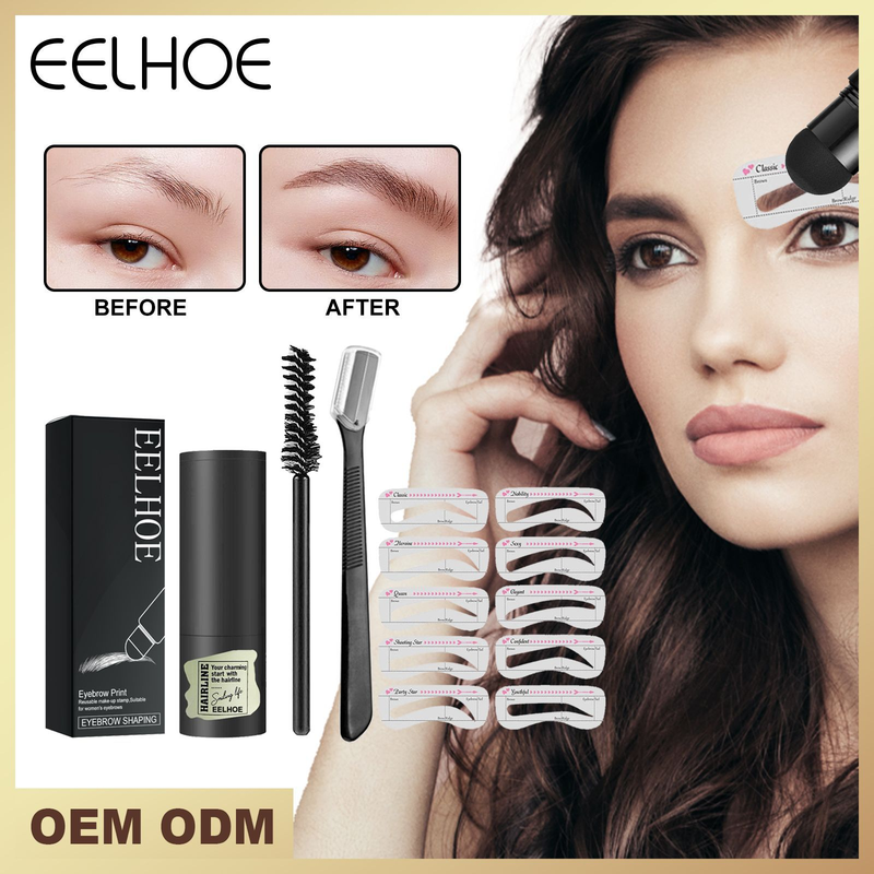 Druckset Haarlinie Rosa Lazy People Natürliches Make-up verblasst nicht schnell Augenbrauenkarte_voghion.com