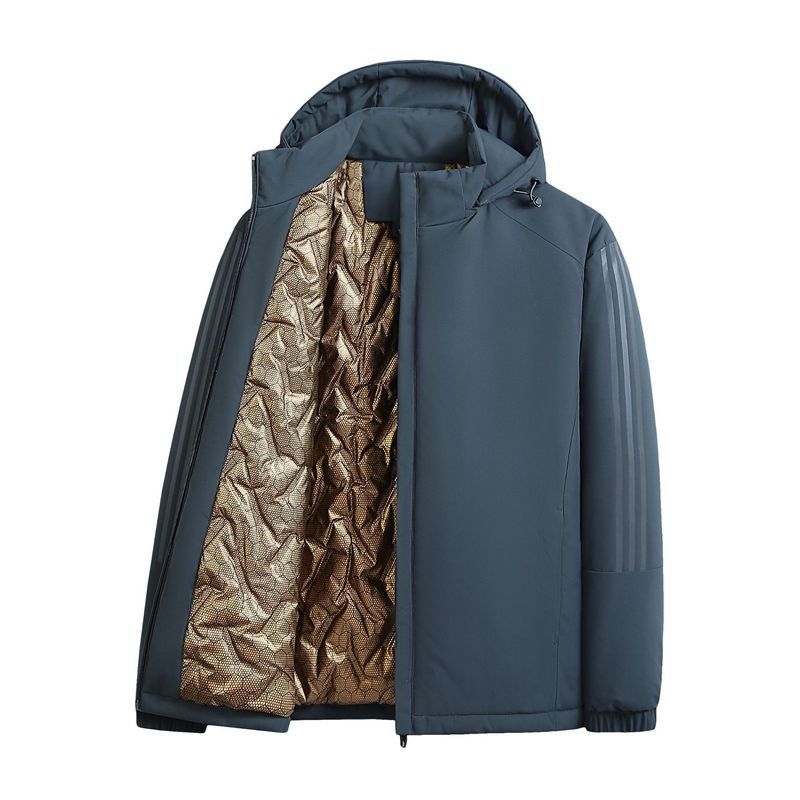 Cappotto termico in grafene elasticizzato, antivento e impermeabile, per uomo, con cappuccio, foderato in pile, autunno inverno_voghion.com