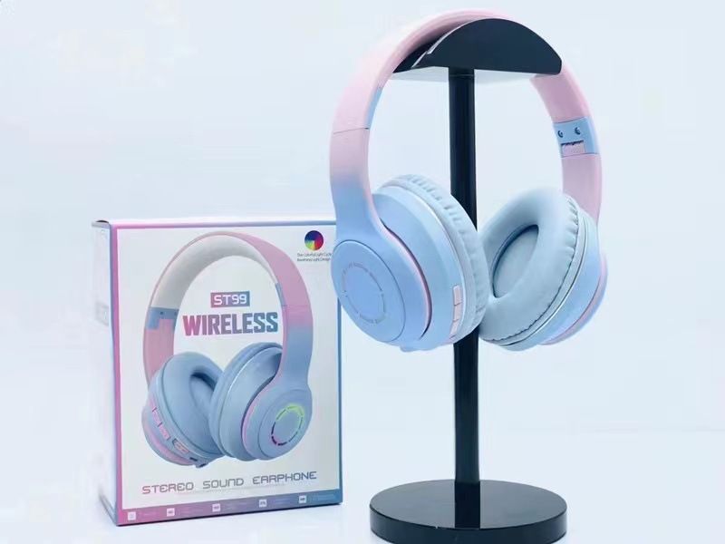 Cuffie stereo sportive ST99 con subwoofer, pieghevoli, luminose e Bluetooth, per mangiare pollo, lezioni online_voghion.com