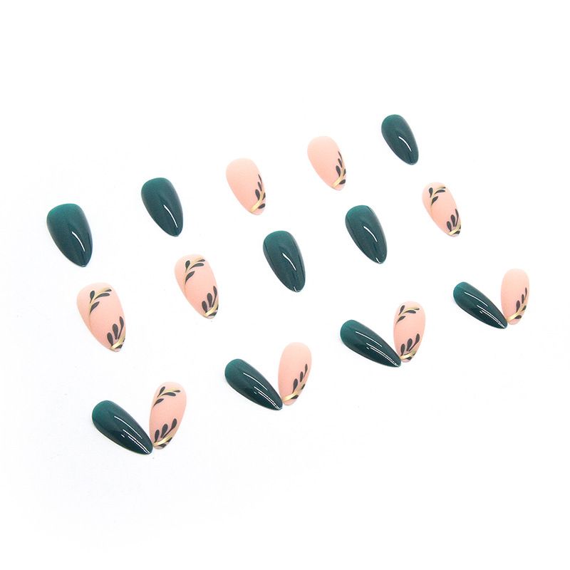 Frische Farbe, matt, doppelseitig, Nagelkunst, schlicht, elegant, grünes Blatt, tragbarer Nagellack, süß, cool, Ins-Stil_voghion.com