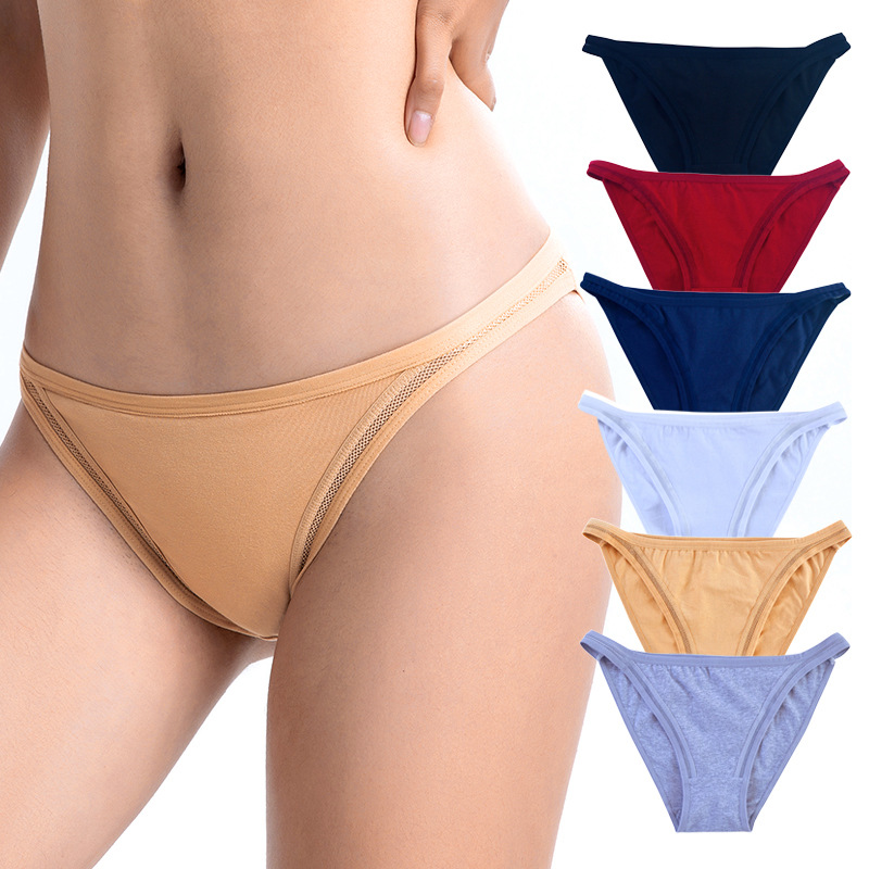 Sieviešu apģērbi Kokvilnas puspaka gurnu biksītes sievietēm vairumtirdzniecība Vienkāršas elpojošas pusaudžu bikini siksnas biksītes Bikini biksītes_voghion.com