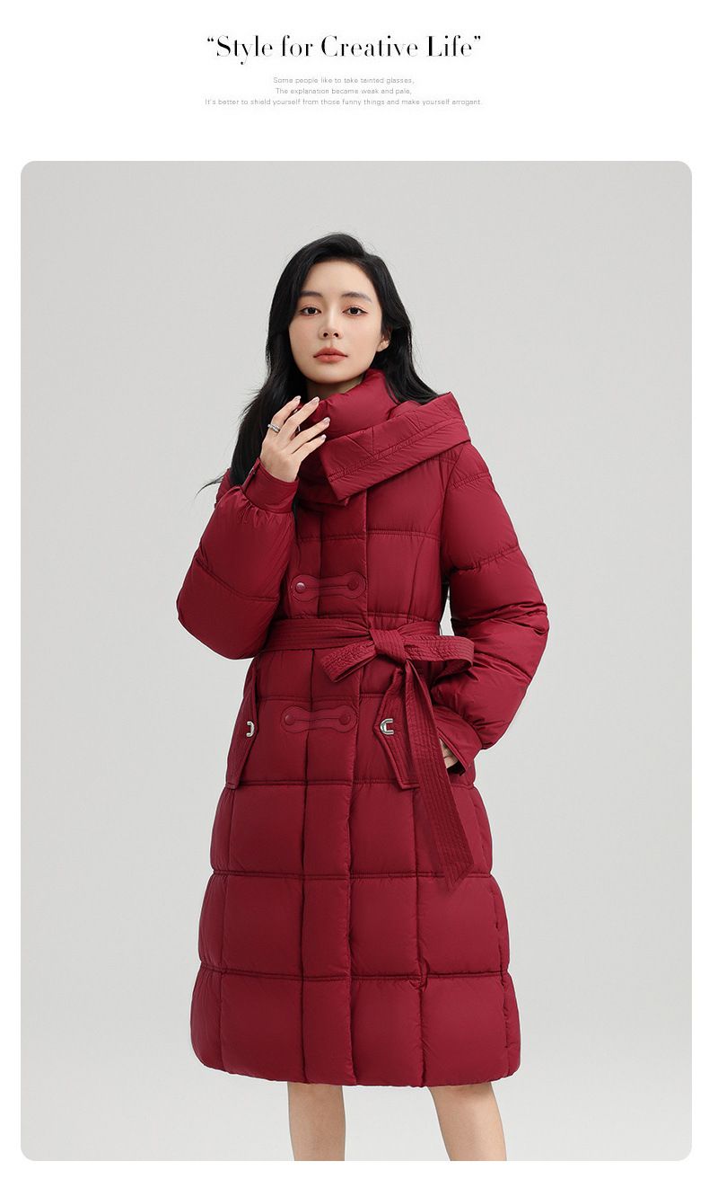 Langer Puffermantel mit Kapuze für Damen in Übergröße – Slim Fit Winterjacke mit Gürtel (M-XXXL) | Stylisch & Warm_voghion.com