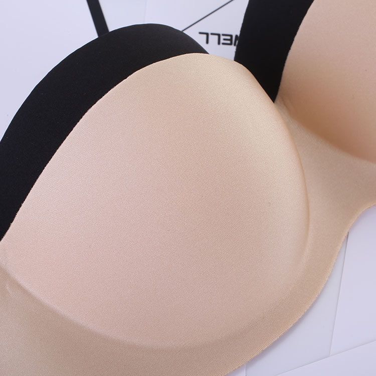 Reggiseno senza spalline con ferretto invisibile con schiena bellissima da donna, in un unico pezzo, con arricciature estive_voghion.com