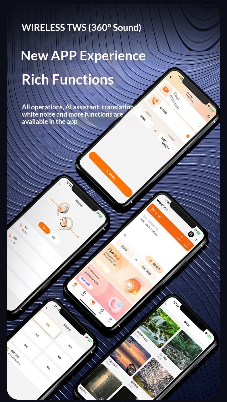 NeoGear 2025 New AI Smart Translation Bluetooth Open Non-In-Ear OWS Ear Hook Wireless Sports Earphones_voghion.com