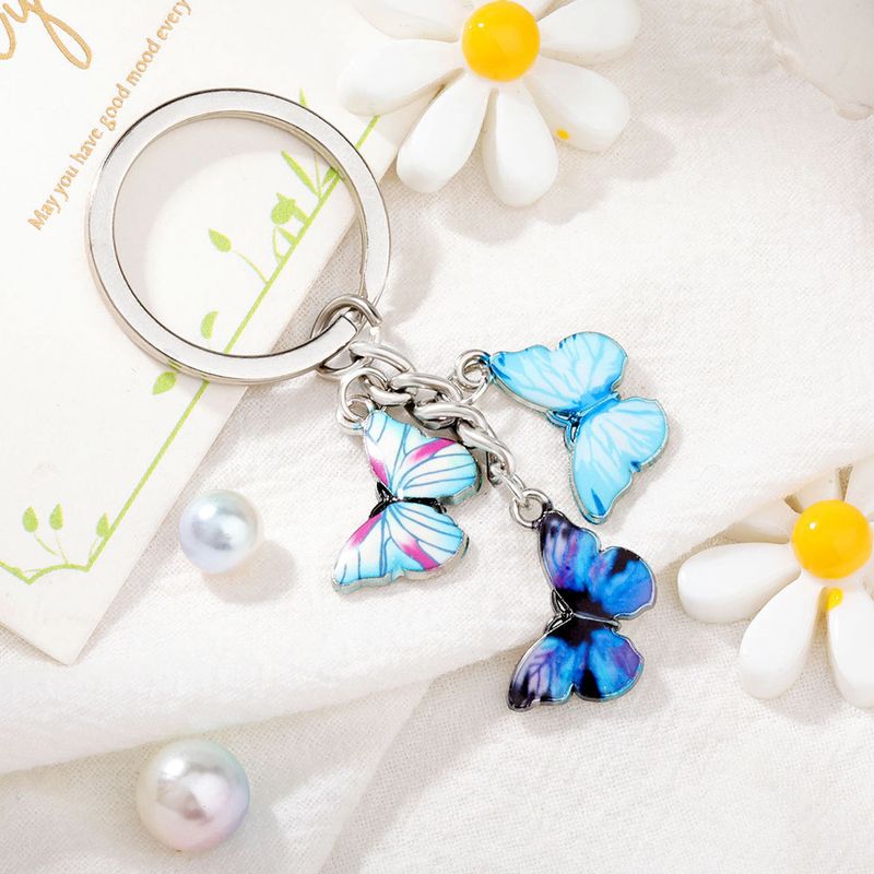 Crystal Colorful Enamel Butterfly Keychain Pendant Accessory Key Ring Fashion Simple_voghion.com