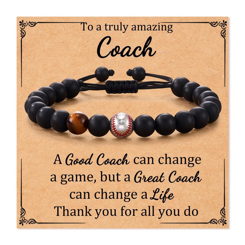 Football Beaded To My Son Gift Black Matte Rugby Basketball Tiger Eye Stone Baseball Bracelet_voghion.com