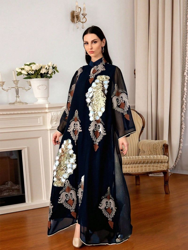 Luxury Muslim Evening Gown With Sequin Embroidery - Modest Elegance For Special Occasions_voghion.com