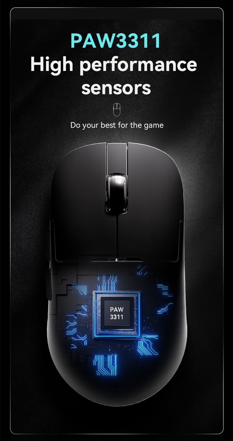 AZZ 59P MC Tri-mode Wired BT Wireless With Magnetic Charging Base Max 12000DPI Gaming Mouse For PC_voghion.com