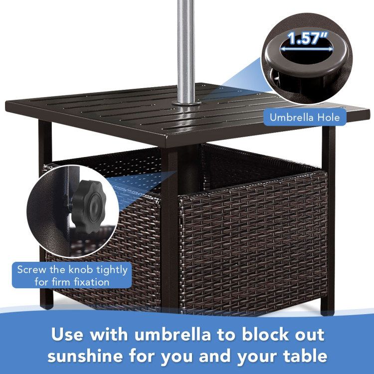 Outdoor Patio Rattan Wicker Steel Side Deck Table_voghion.com