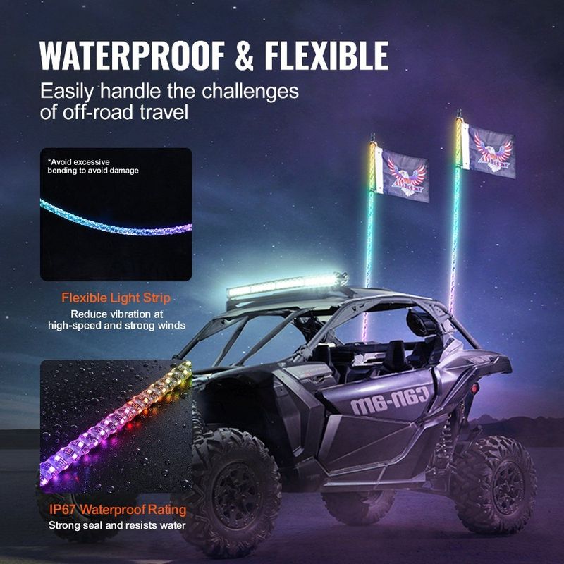 4 Control 2 PCS With Spiral Chasing Whip Whip Light Spring Lighted FT RGB Led Remote Whips Base 360 Waterproof With APP Light_voghion.com