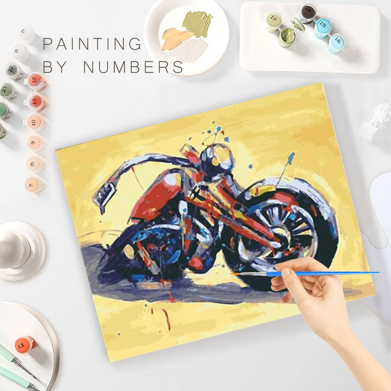 RUOPOTY Oil Paint By Numbers Kits Lærredsmaling Farvet tegning Motorcykel Maling Numbers Vægkunst_voghion.com