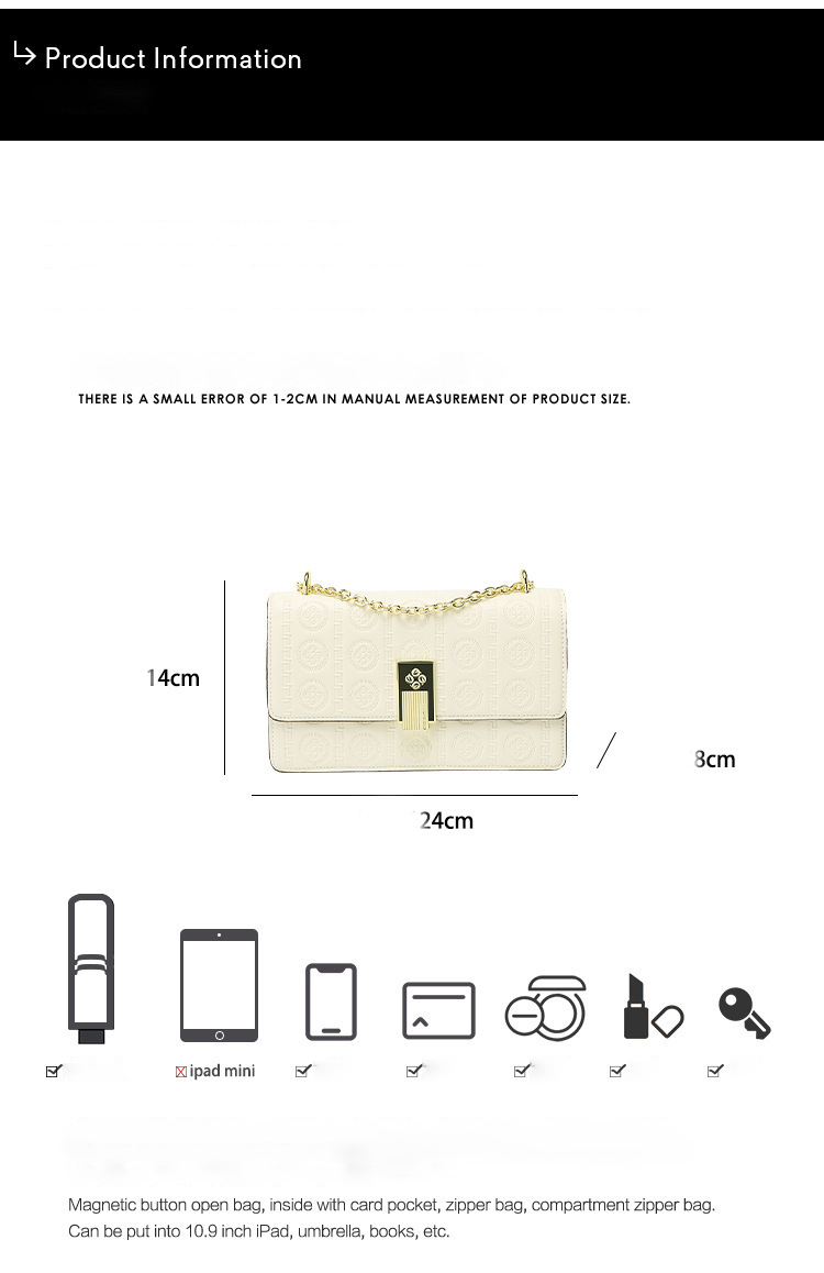 Borsa quadrata senior da donna di nuova moda, senso della borsa a tracolla con catena a tracolla temperamento a spalla singola di lusso leggero_voghion.com