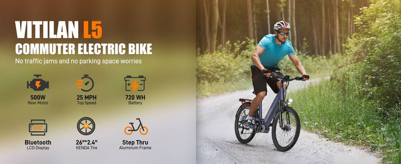 tilan L5 Urban Commuter Elektrofahrrad 26" Elektrofahrrad für Erwachsene 500W, Drehmomentsensor E-Bikes mit Pedal AssisVit_voghion.com