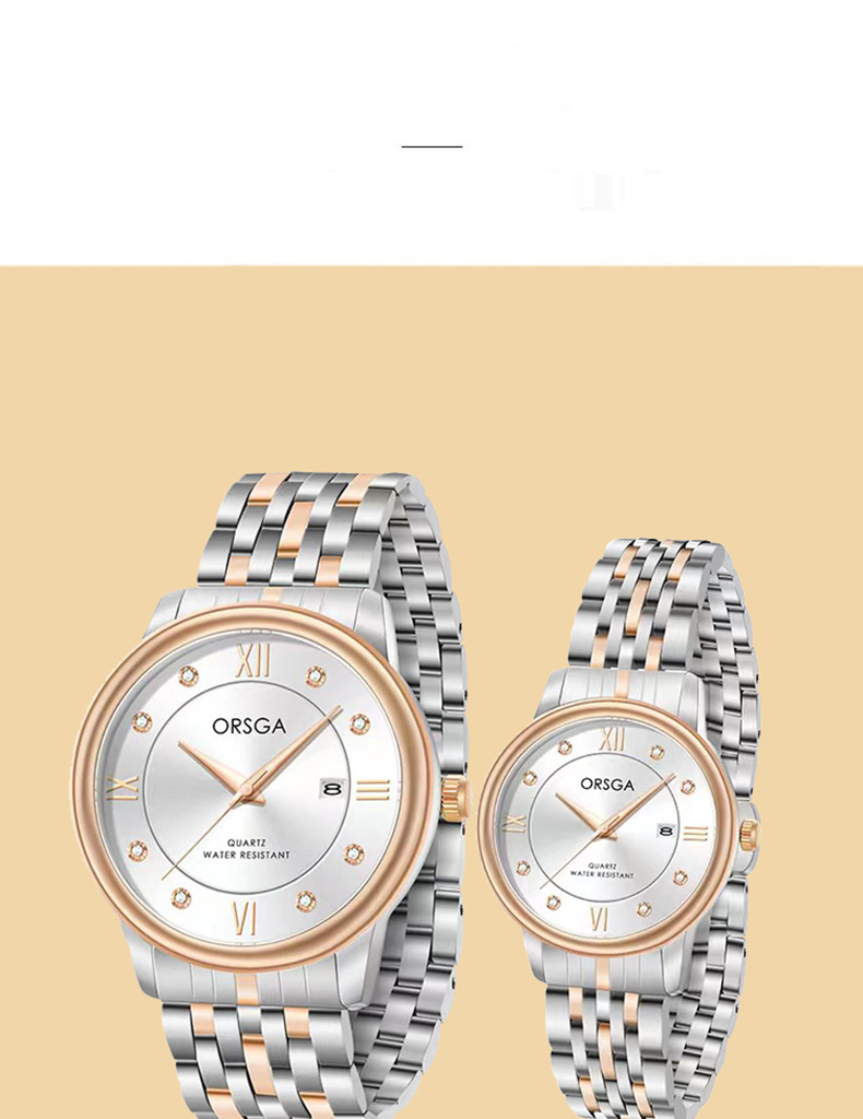 Orologi al quarzo, orologi da coppia di alta gamma, con calendario, orologi da lavoro, in oro e diamanti, per uomo e donna._voghion.com