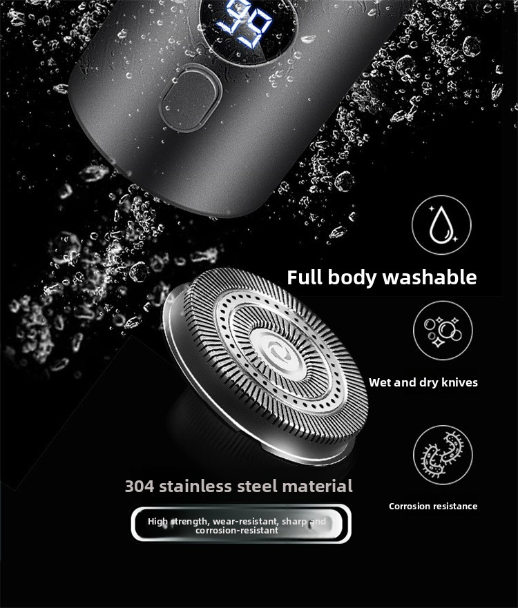 Ultraleiser Rotationsrasierer mit LED-Anzeige – 5-Klingen-Schwebesystem, 90 Tage Akkulaufzeit, IPX7-Wasserdicht, USB-C-Schnellladung für Männer_voghion.com