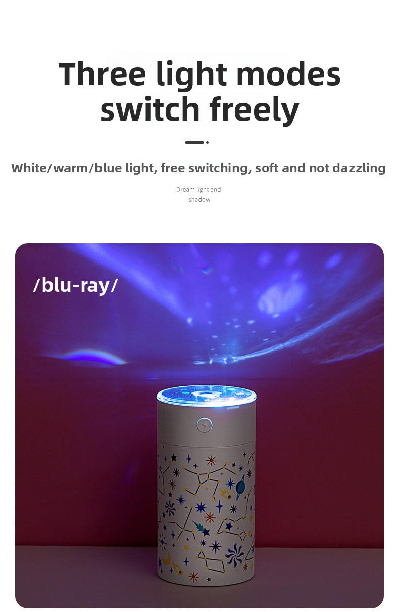 Umidificatore a proiezione di stelle galattiche – Diffusore di aromaterapia alimentato tramite USB con 3 pellicole stellari intercambiabili, serbatoio da 250 ml e LED a 7 colori | Ultra silenzioso_voghion.com