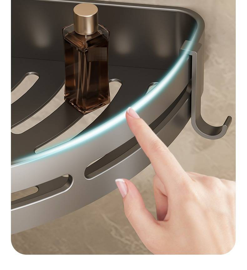 Estante de almacenamiento para baño, inodoro sin perforaciones, lavabo, estante de almacenamiento triangular montado en la pared_voghion.com