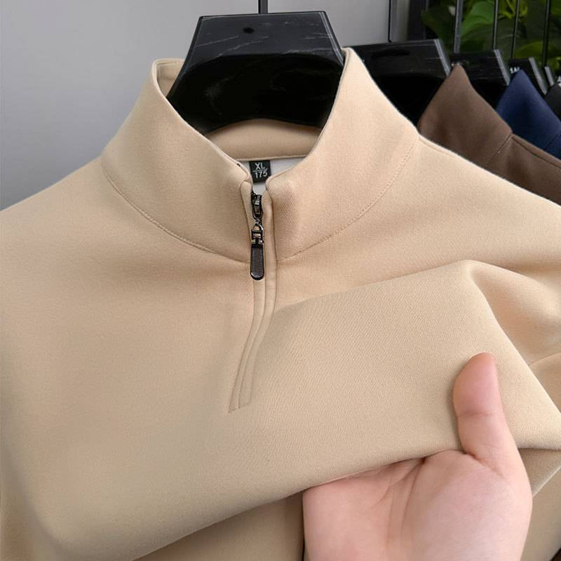 Herren-Sweatshirt mit Stehkragen und halblangem Reißverschluss, langärmlig – Pullover aus atmungsaktiver Baumwollmischung für Freizeit und Sport (mehrere Farben und Größen)_voghion.com