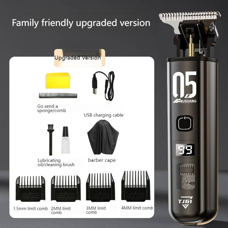 Professional Hair Clipper For Men & Women - Rechargeable Cordless Hair Trimmer With Stainless Steel Blades, Adjustable Guide Combs & LCD Display_voghion.com