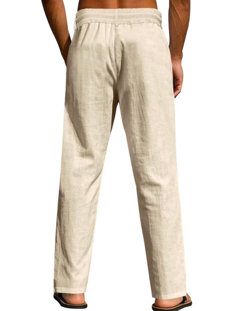 Men's New Solid Linen Trousers - Breathable Elegance With Natural Texture_voghion.com