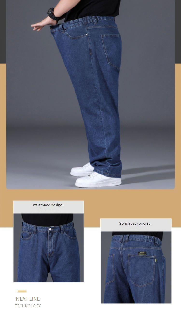 Men's Stretch Denim Jeans – Relaxed Fit Straight Leg Pants For Big & Tall (29-48 Size, High Elasticity, Washed & Wrinkle-Free, 4 Colors)_voghion.com
