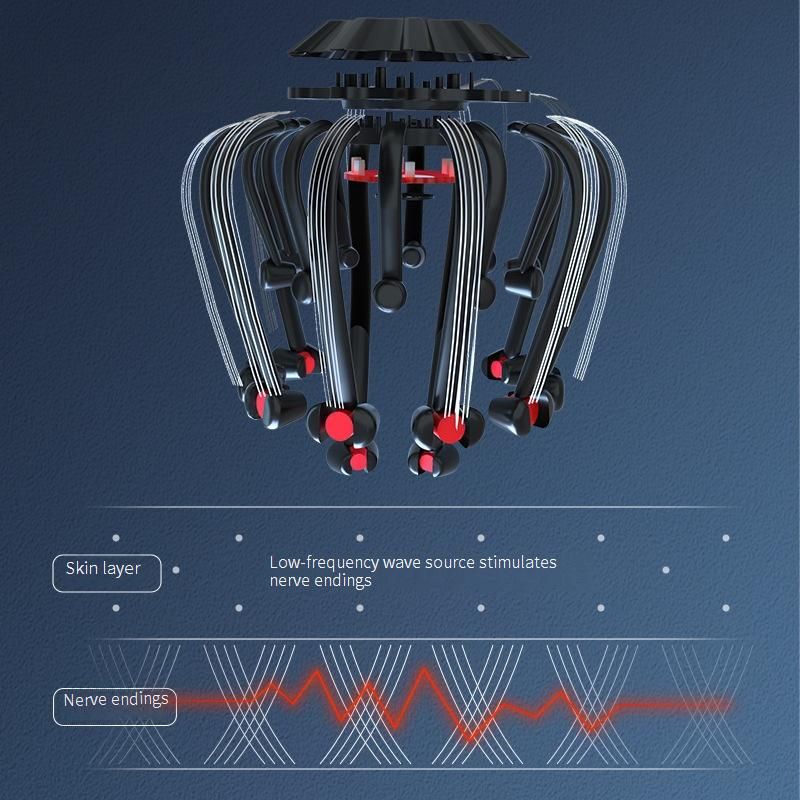 Masseur de tête Bluetooth intelligent avec musique – Rechargeable, multi-mode, relaxation du cuir chevelu pour soulager le stress et favoriser un sommeil profond_voghion.com