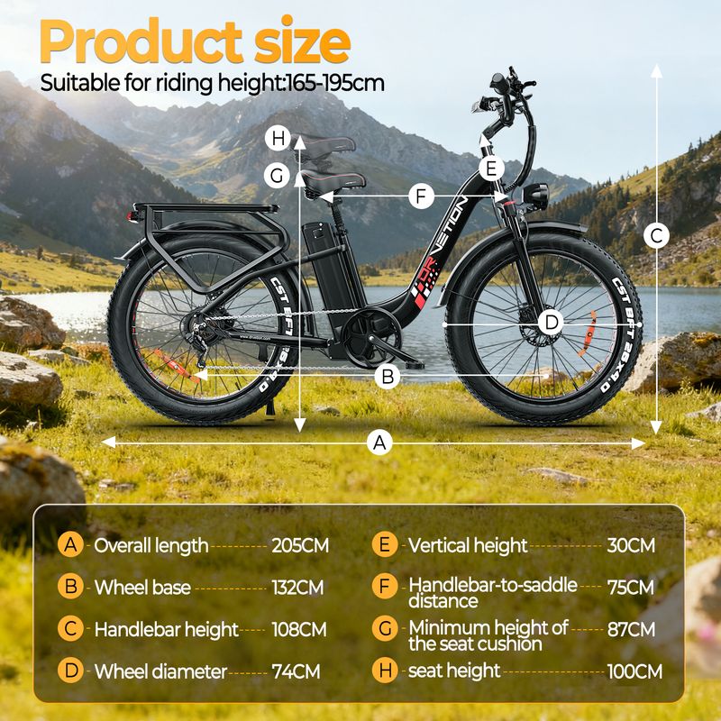 DRVETION CTR26 City Electric Bike, 48V 20Ah Battery, 26"x4.0" CST Tires, Shimano 7-Speed_voghion.com