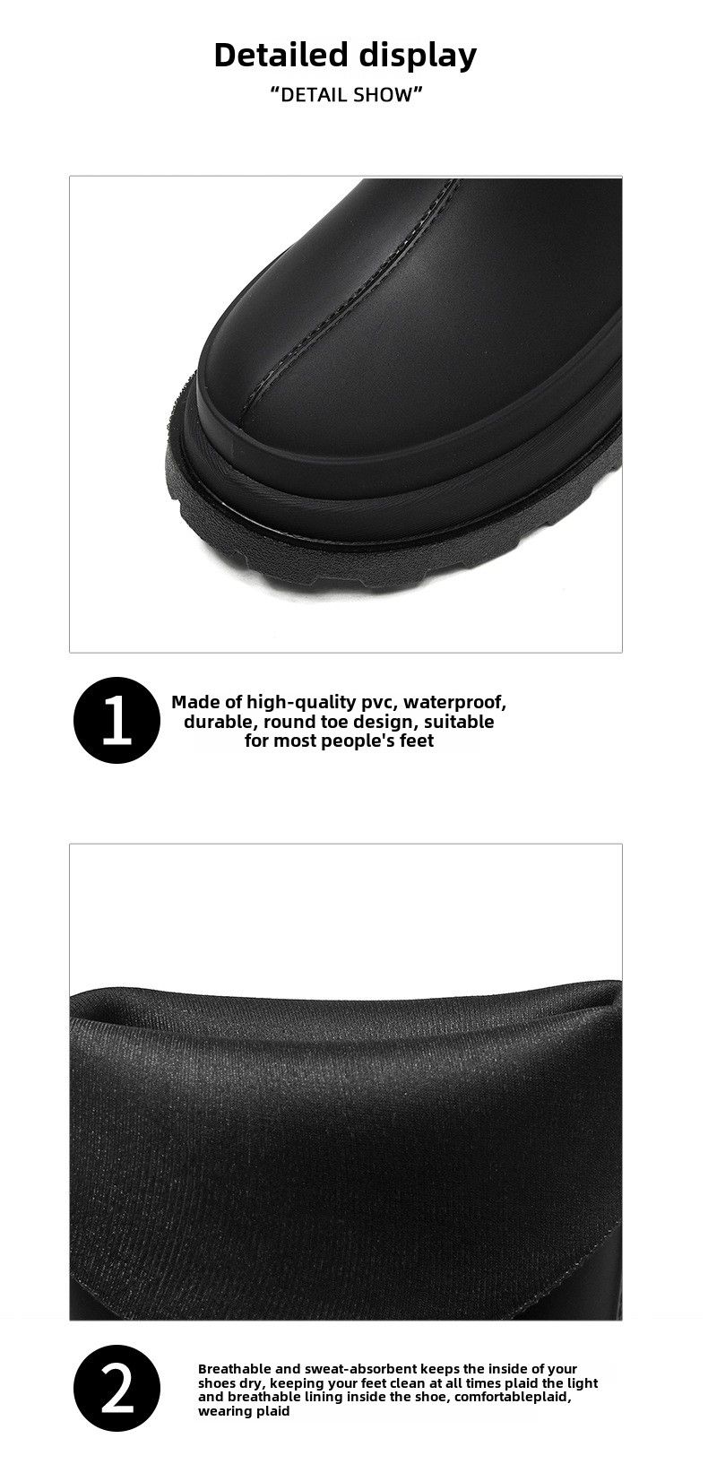 High tube rain shoes women wear thin fashion versatile non-slip waterproof rain boots wear-resistant thick-soled long tube rubber shoes_voghion.com