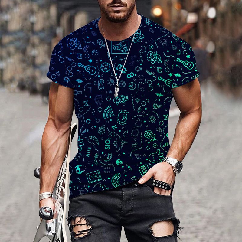 2024 Heißer Verkauf 3D Digitaldruck Sommer Neuer Trend Kreatives Kurzarm-T-Shirt für Männer_voghion.com