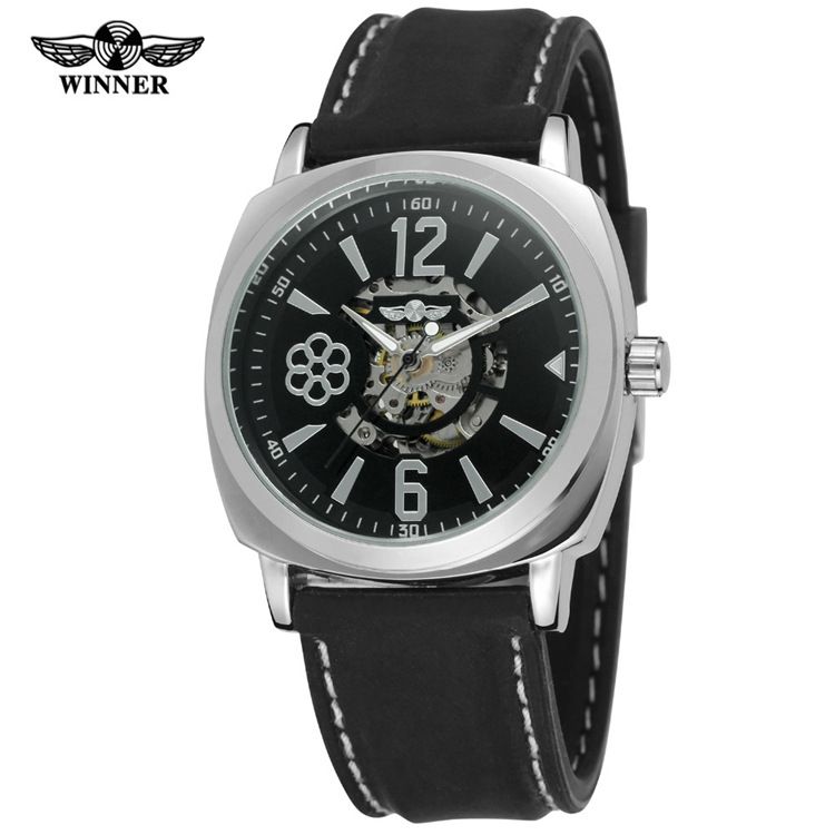 Hot automatic T-winner silicone mechanical watch men's hollow through bottom design automatic mechanical watch_voghion.com