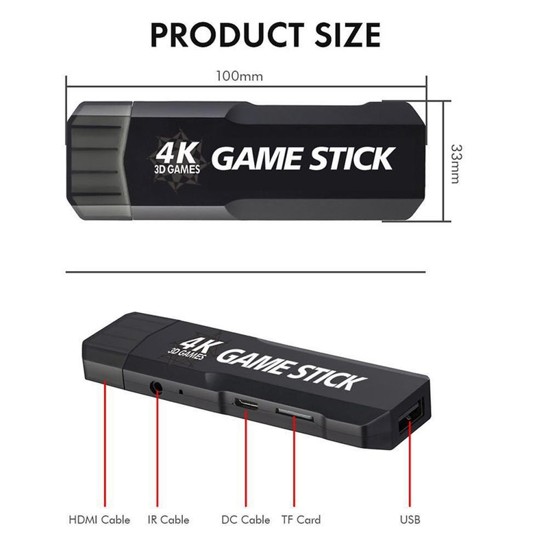 GD10 Game Stick Ενσωματωμένο 40000 παιχνίδια 128GB/64GB/32GB 2.4G Ασύρματο χειριστήριο HD Retro Κονσόλα παιχνιδιών βίντεο 4k HD Κονσόλα παιχνιδιών βίντεο_voghion.com