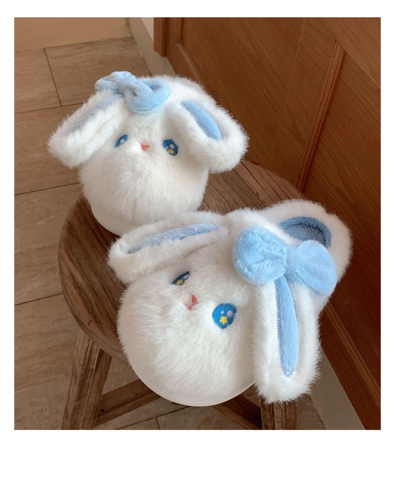 Pantofole autunnali e invernali per la casa e l'interno, con suola morbida, modello Baotou, da donna, in cotone e peluche, con simpatico coniglietto giapponese_voghion.com