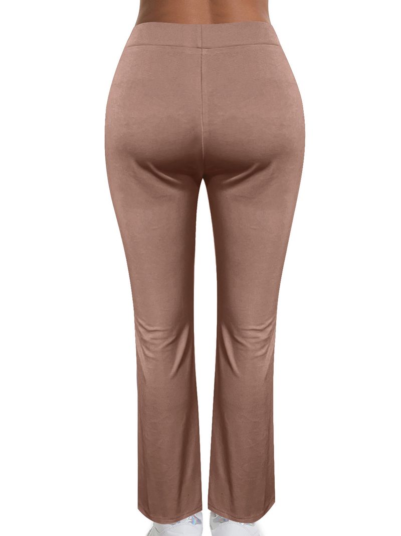 Leggings côtelés taille haute pour femme – Pantalon slim extensible pour l'automne et l'hiver, couleur unie, basiques décontractés (noir, rose, marron)_voghion.com
