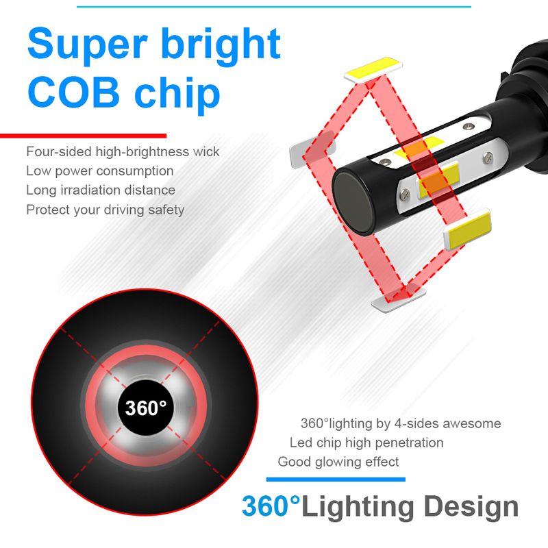 2Pcs LED Scheinwerfer H4 Auto Licht 6000K Hohe Abblendlicht Lampen Kit Für Toyota Yaris 2015-2019 2007 2008 2009 2010 2011 2012_voghion.com