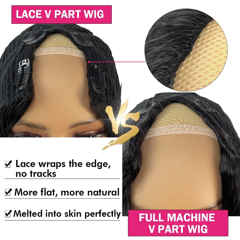 Venta caliente 30 34 pulgadas recta V No dejar fuera pelucas de cabello humano Remy peruano sin pegamento fino para mujeres peluca con parte U_voghion.com