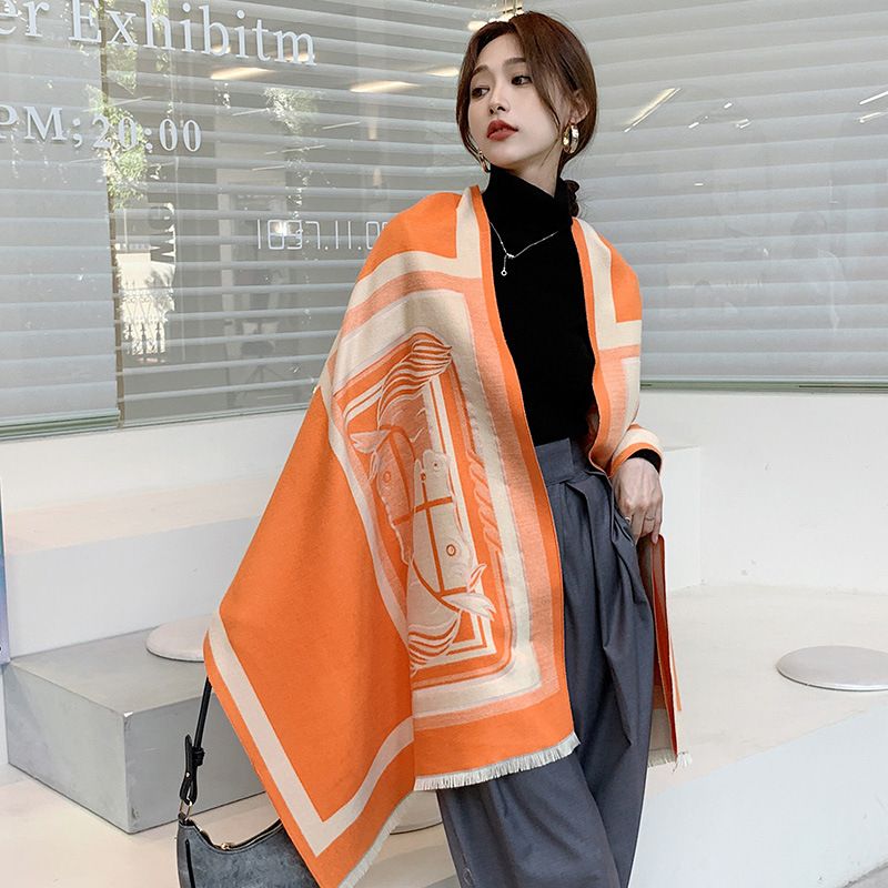 New fashionable shawl with horse head print cashmere for women, summer air conditioning shawl, autumn and_voghion.com