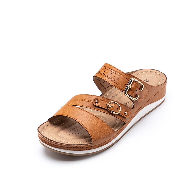 Neu für Frauen, die rutschfeste, lässige Sandalen mit Metallschnalle und dicker Sohle tragen, Sommer-Hausschuhe_voghion.com