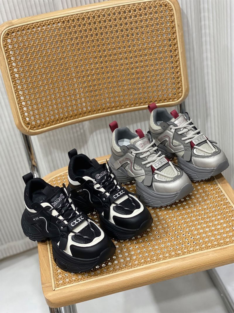 Authentic Leather Clunky Sneakers Women's 2025 New Arrival Spring & Fall Height Increased 5cm Casual Shoes Lightweight_voghion.com