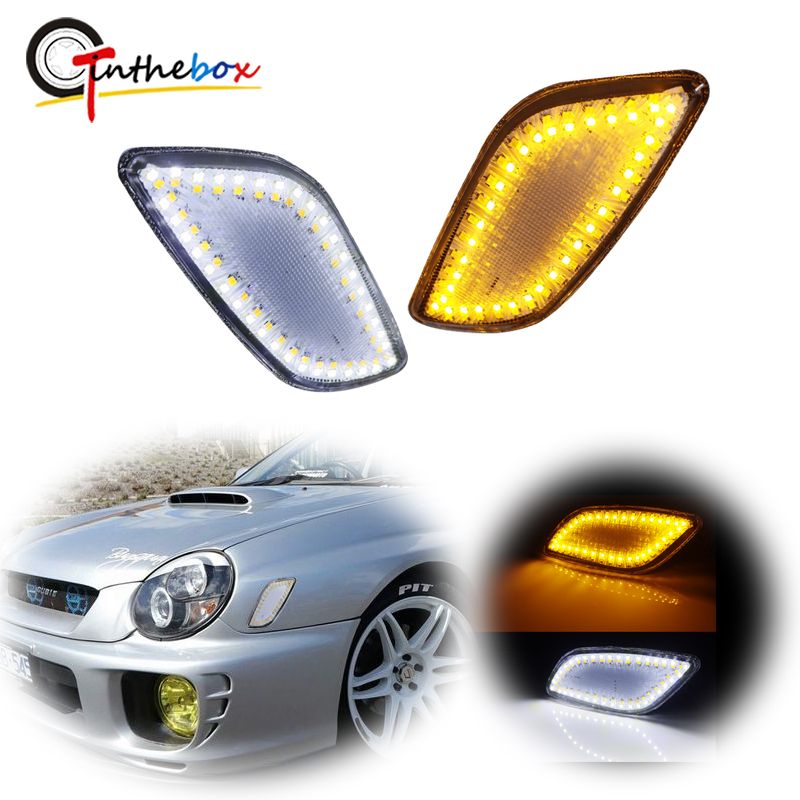 Luce di direzione anteriore a LED Switchback Amber con luci di marcia diurna bianche per Subaru Impreza RS 2002-2003_voghion.com