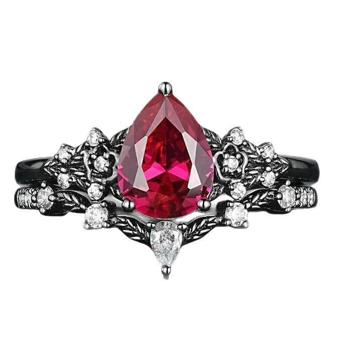 Sanjie Creative Set Blume Rot Zirkon Gestapelt Mit Personalisierte Licht Luxus High-End Damen Ring_voghion.com