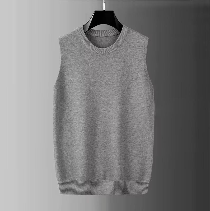 Meeste rõivad Sügis Meeste varrukateta kampsun Vest Õhukese põhjaga särk Ümara kaelusega kootud kampsun Kerge küpse stiiliga vest Kampsun Trend_voghion.com