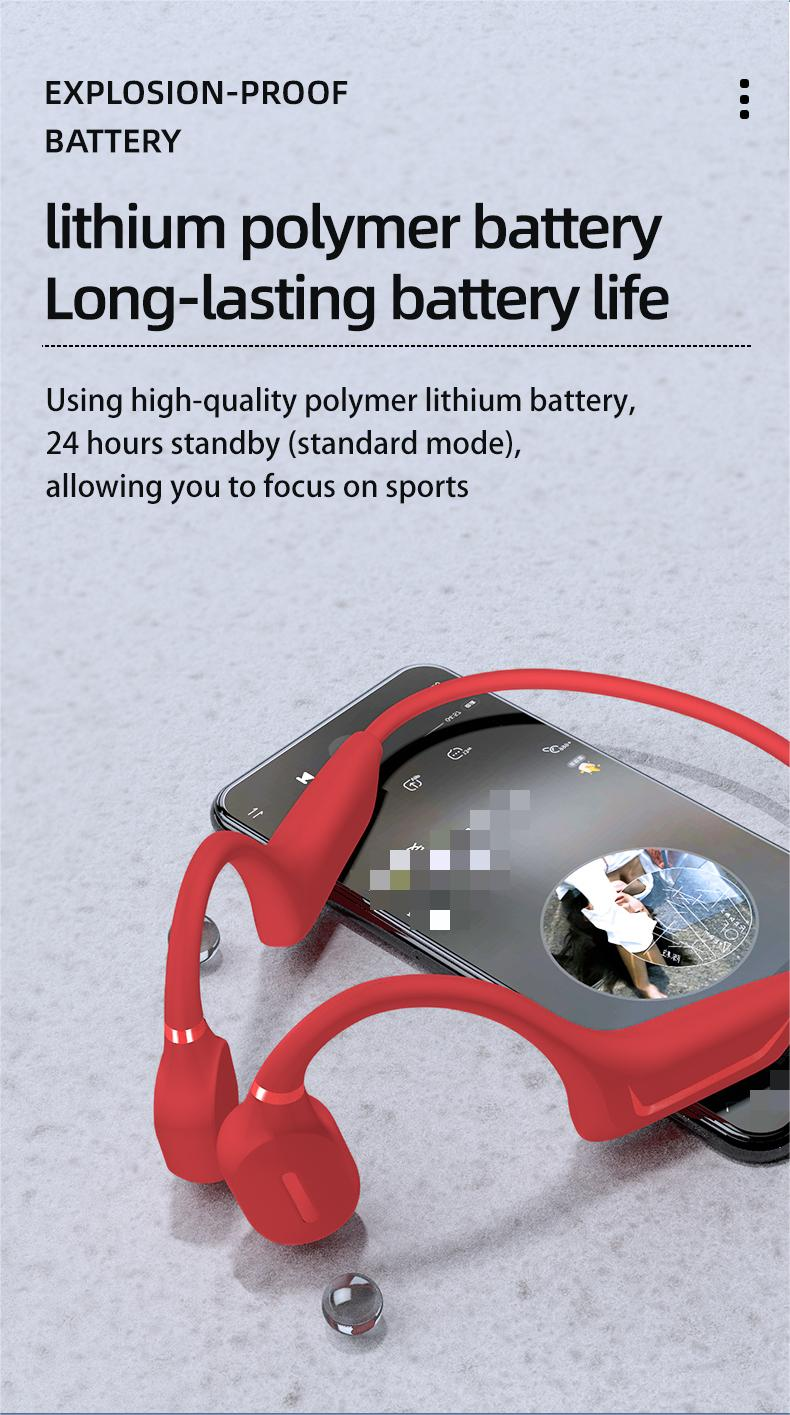 Bezdrátová sluchátka Bluetooth druhé generace s kostním vedením, bez pohybu uší, 32G paměť, noční běh_voghion.com