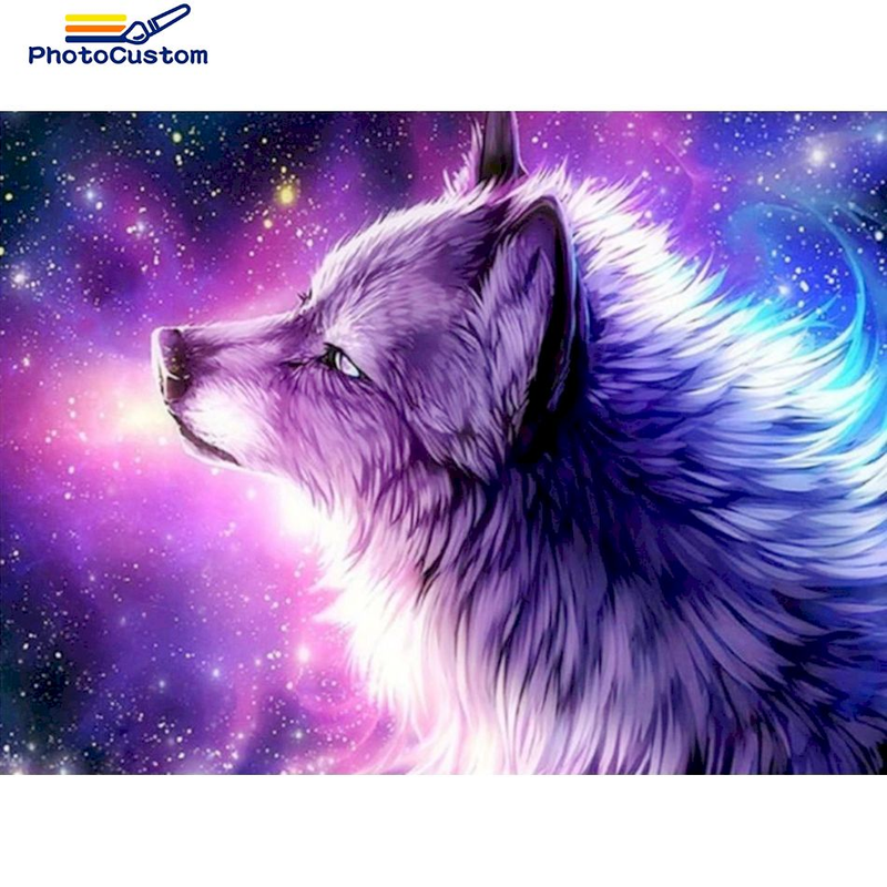 PhotoCustom 5D-Diamantgemälde, vollständiger quadratischer/runder Bohrer, Diamant-Stickerei, Wolfstier, für Kinder, Heimdekoration_voghion.com