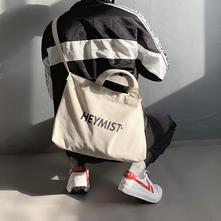 Borsa a tracolla in tela neutra, borsa da strada, grande capacità, borsa da studente, casual, artistica, alla moda, borsa in tela, ins_voghion.com